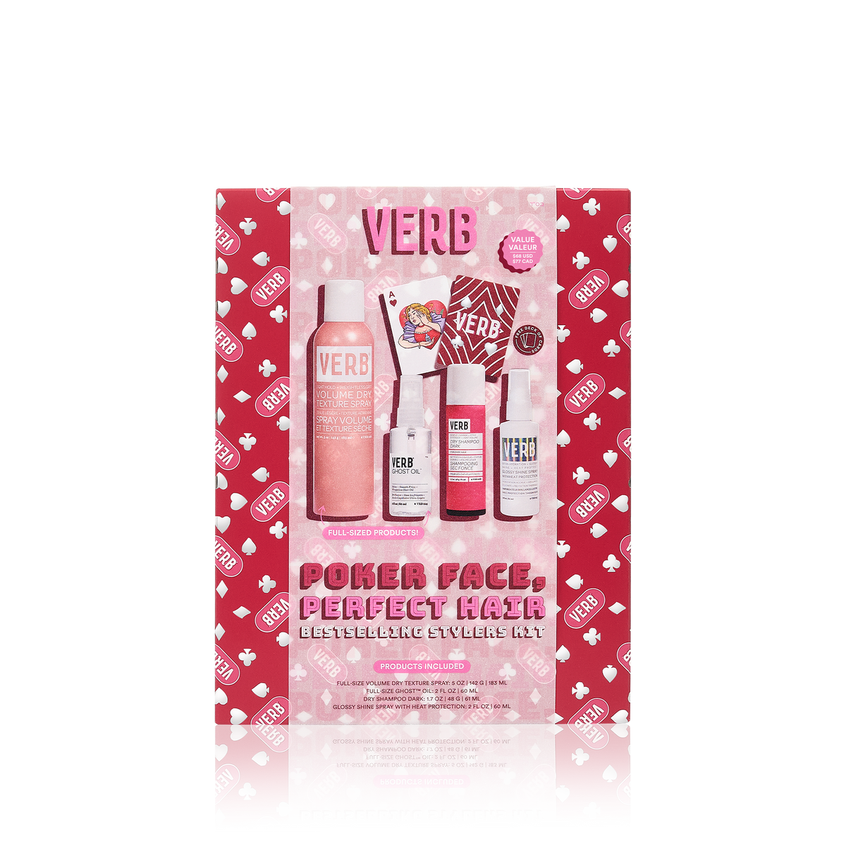 poker face, perfect hair kit | exclusive holiday kit | verb products