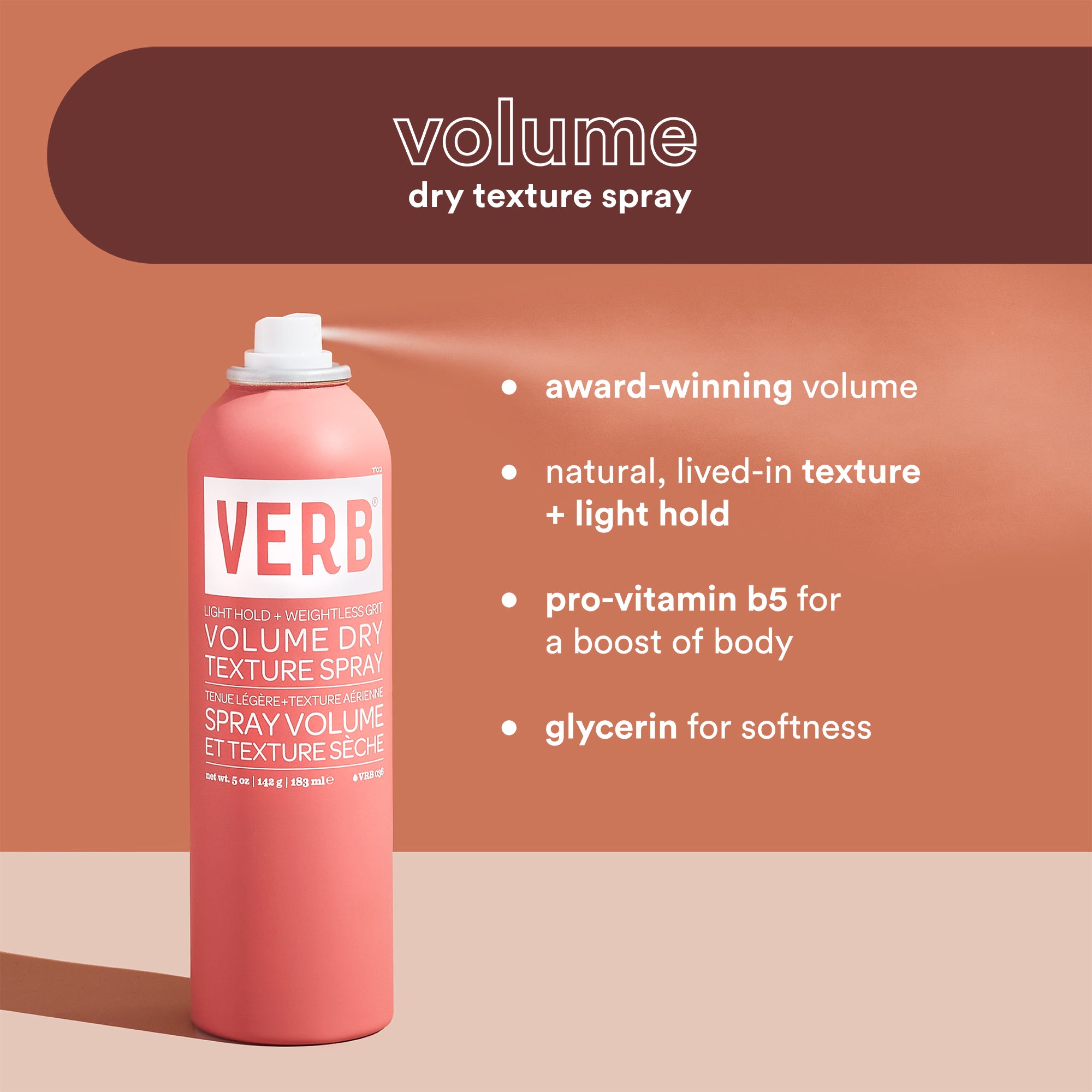 volume dry texture spray, grit + light hold